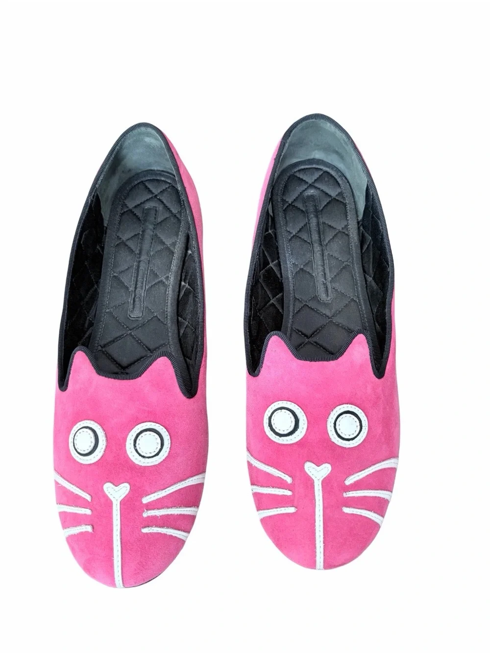 Marc by Marc Jacobs Raspberry Pink Suede Cat Face Feline Loafers size 39 US 9